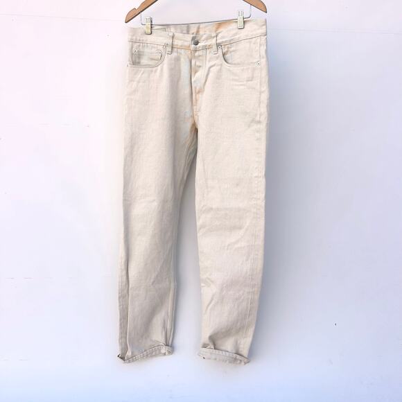 Blackhorse Lane Ateliers Men’s NW8 Ecru Organic Cotton Jeans White 34 x 33 Pants - Picture 3 of 13